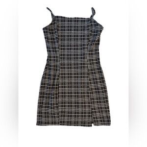 Chic Black and White Plaid Mini Dress
